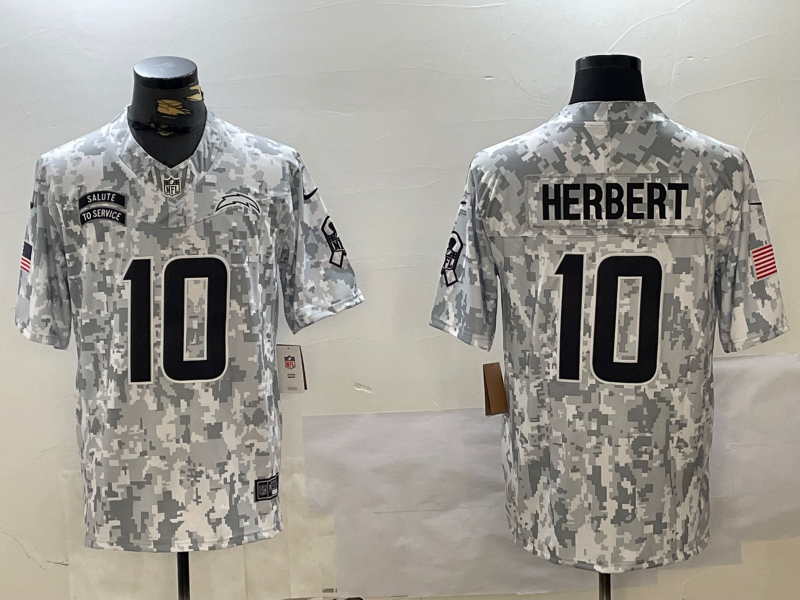 Men's Los Angeles Chargers Justin Herbert #10 Arctic Camo 2024 Salute to Service Limited Jersey